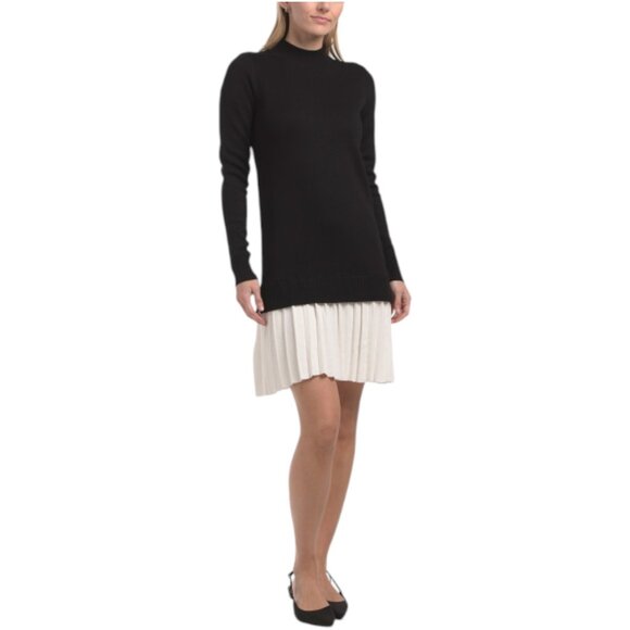 TAYLOR Pleated Skirt Mini Sweater Dress - Picture 1 of 2